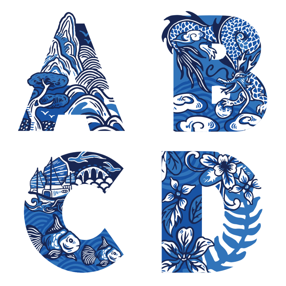 TOTE BAG: Chinoiserie Alphabet (A-Z)