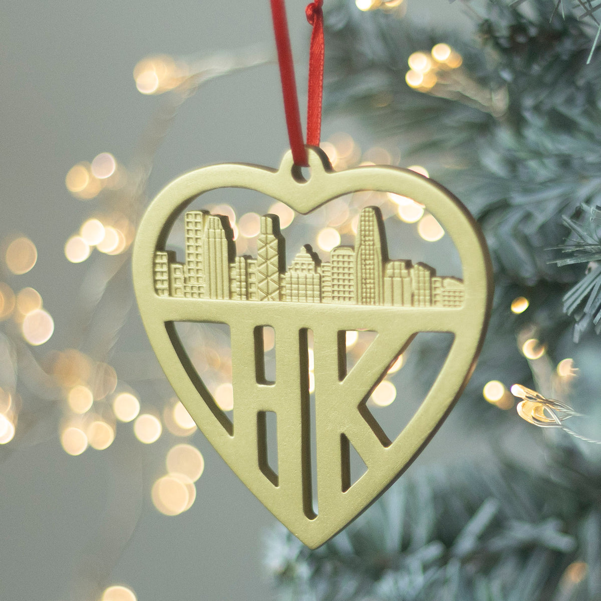 HANGING DECORATION: Gold Hong Kong Heart