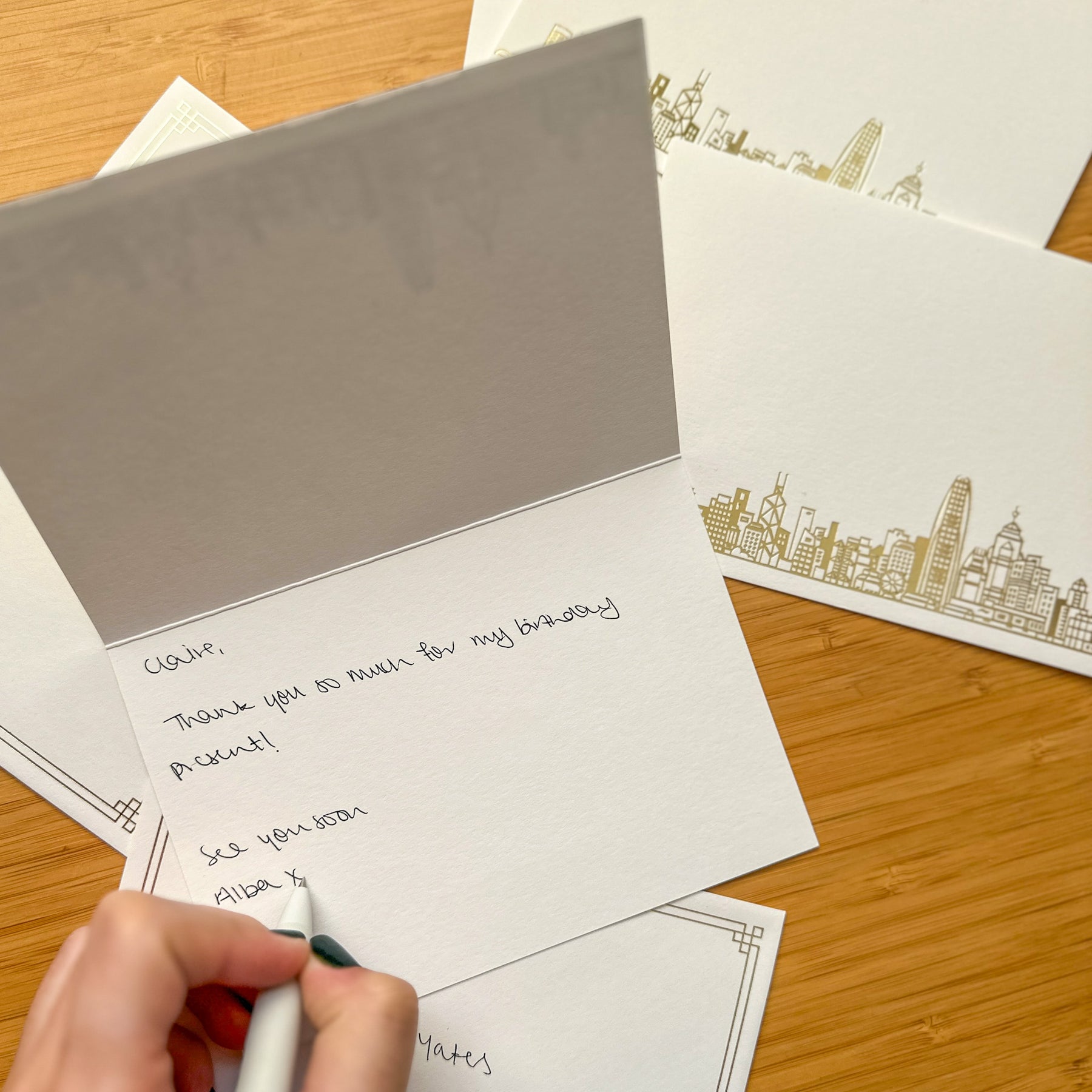 LUXE BOXED NOTECARDS - Hong Kong Skyline (set of 8)