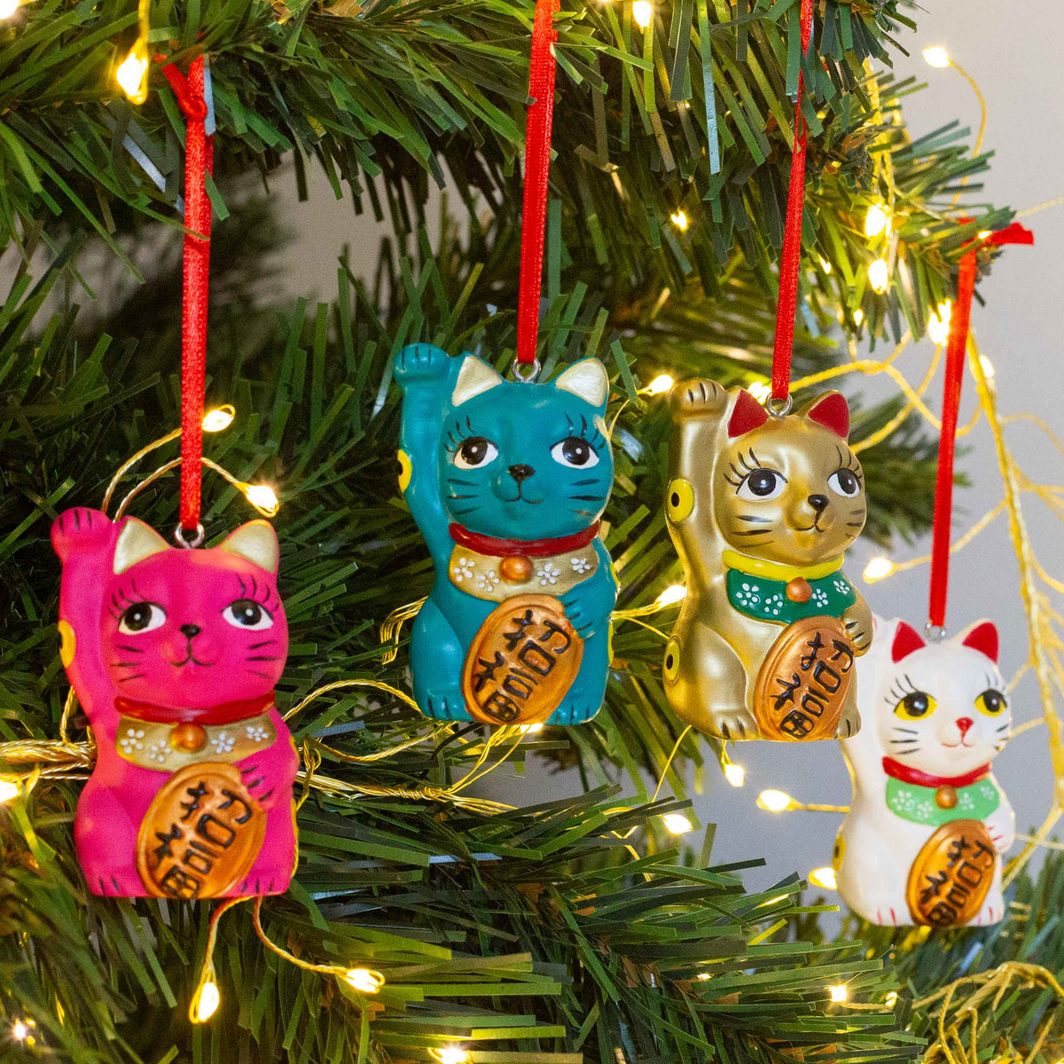 HANGING DECORATION: Lucky Cat Teal