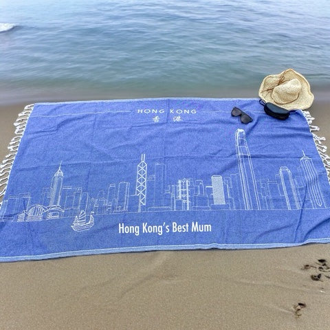 PERSONALISED Turkish Towel: HK Skyline (5 COLOURS AVAILABLE)