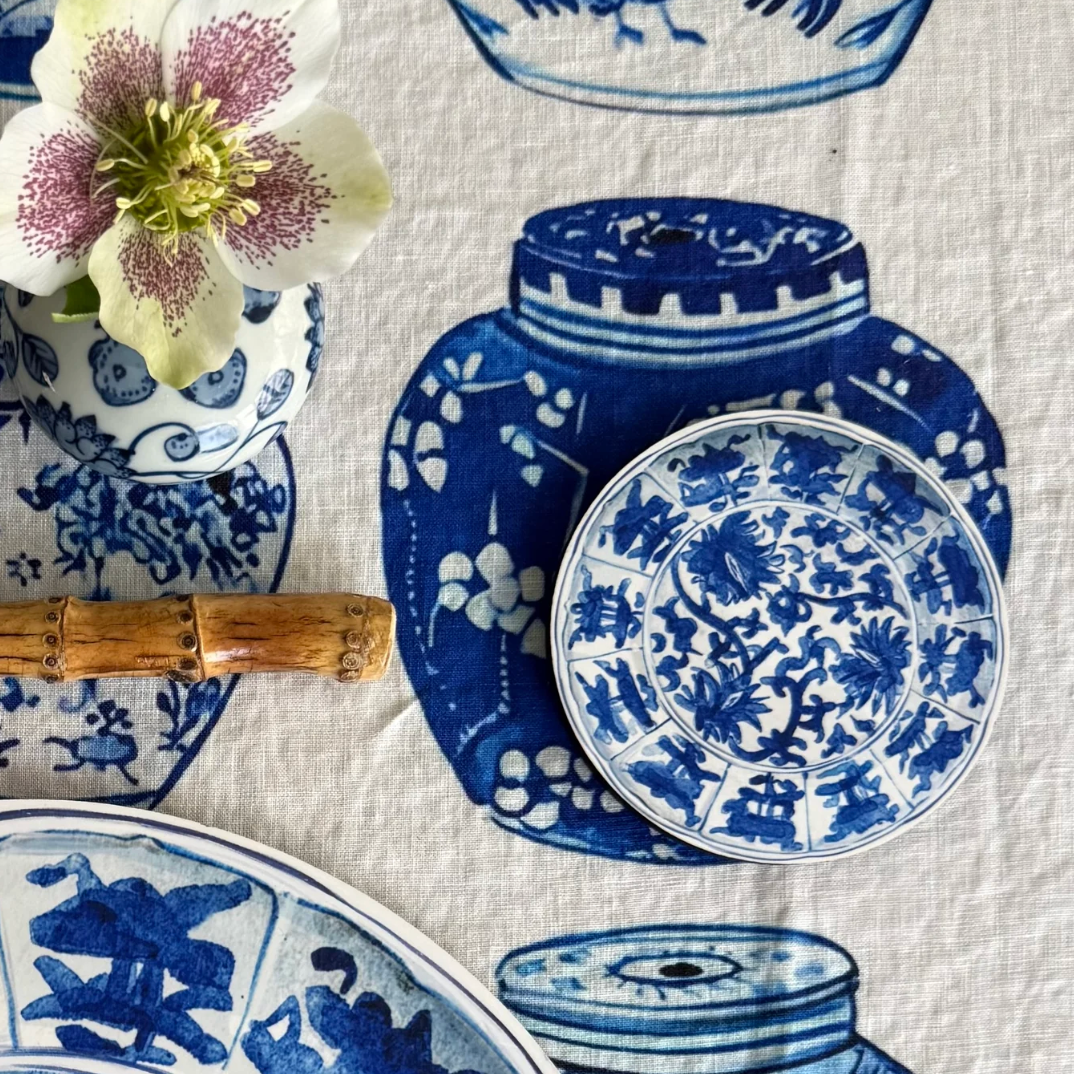6 PC COASTER SET: Antique Chinese Plates- Blue & White