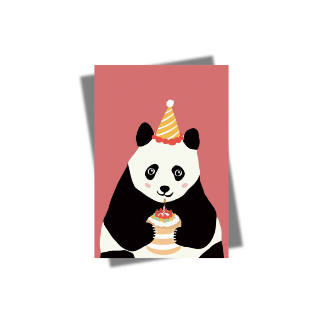 GREETING CARD: Birthday Panda (2 sizes/ 3 colours)