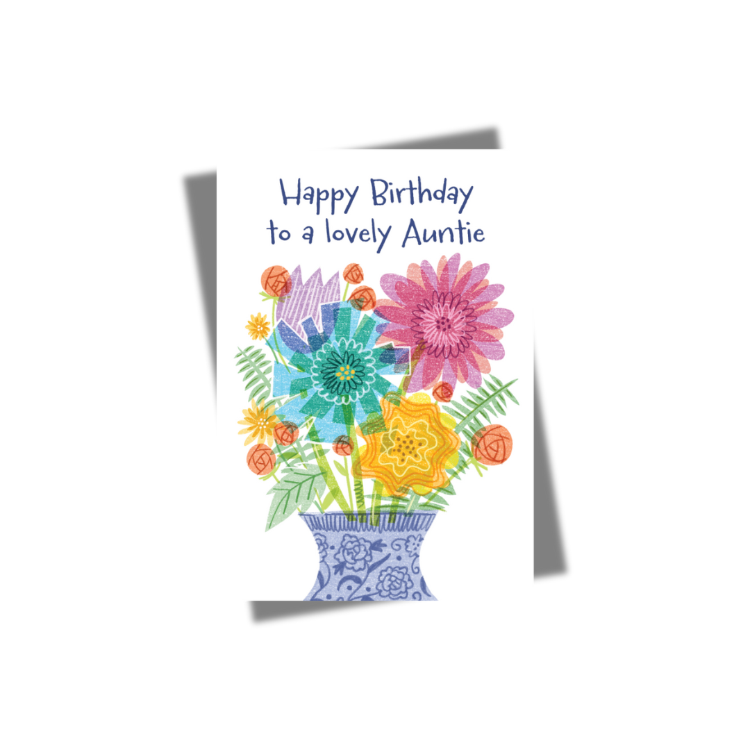 GREETING CARD: Happy Birthday Flowers- Lovely Auntie