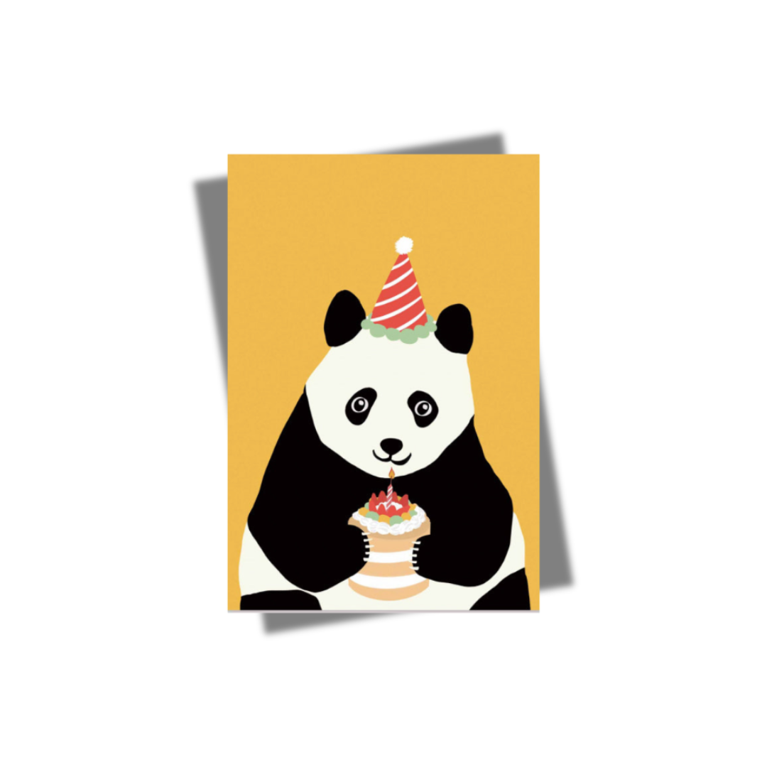 GREETING CARD: Birthday Panda (2 sizes/ 3 colours)