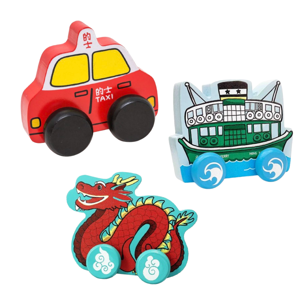 WOODEN PUSH-ALONG TOY: Taxi