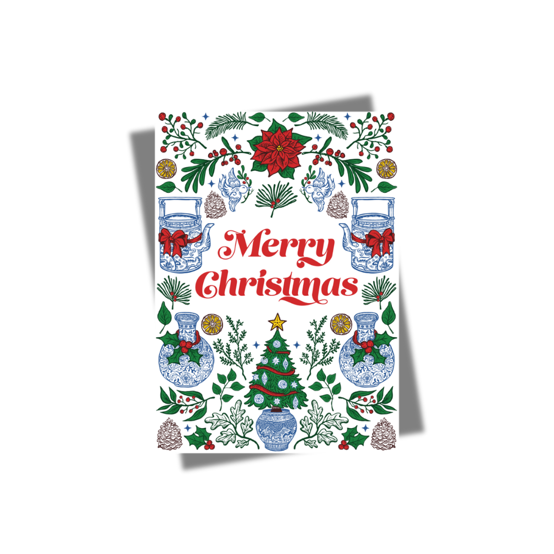 CHRISTMAS POSTCARD: Luxe Foiled Chinoiserie