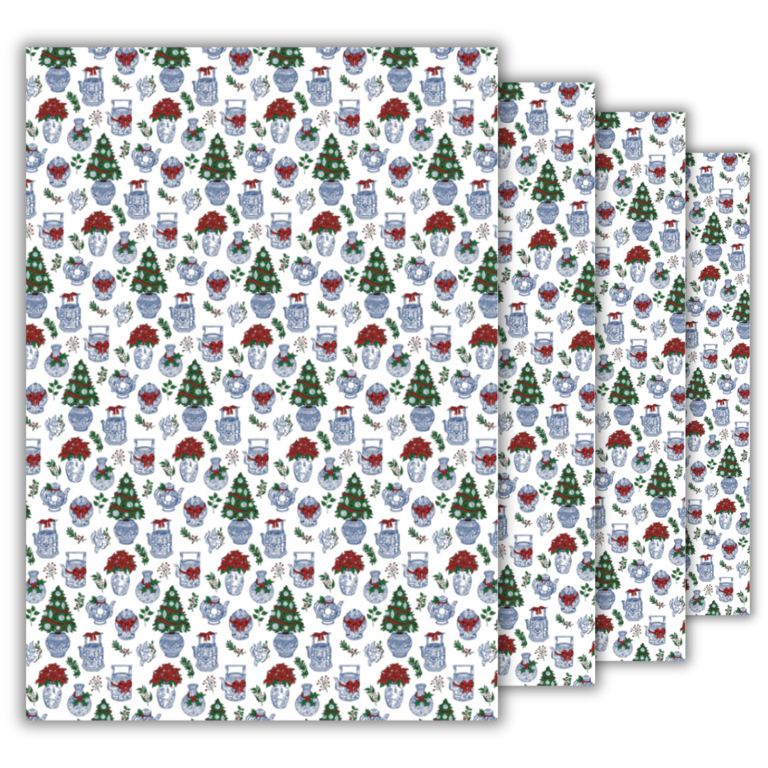 CHRISTMAS GIFT WRAP & TAGS: Festive Chinoiserie (10 sheets + 20 tags)