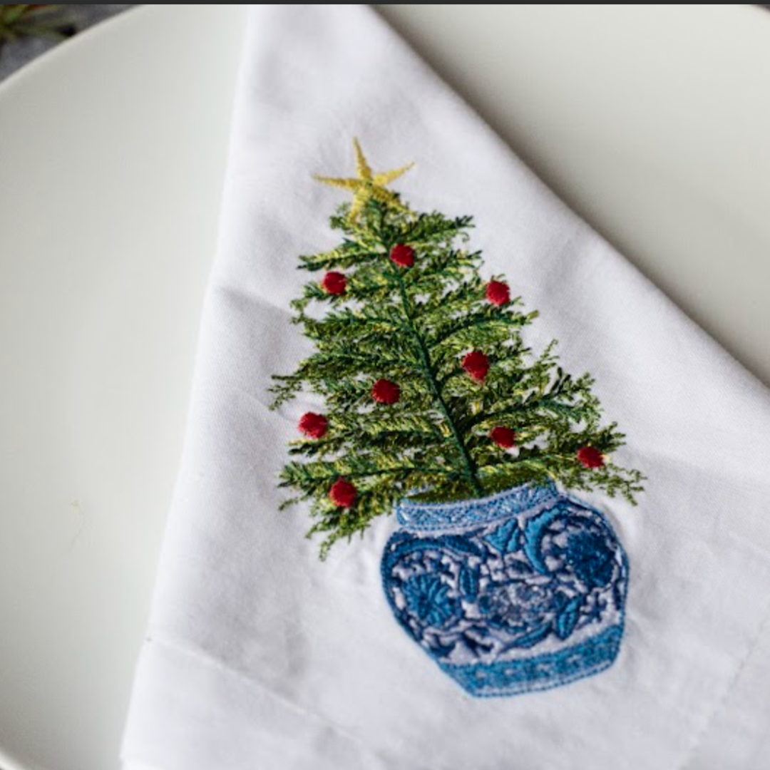 100% COTTON NAPKIN 4PC SET: Christmas Chinoiserie