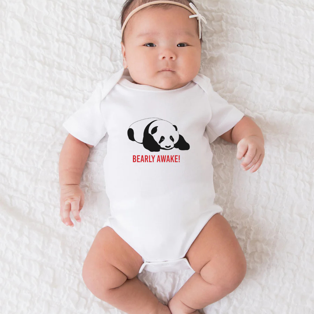 BABY BODYSUIT: Panda- Bearly Awake!