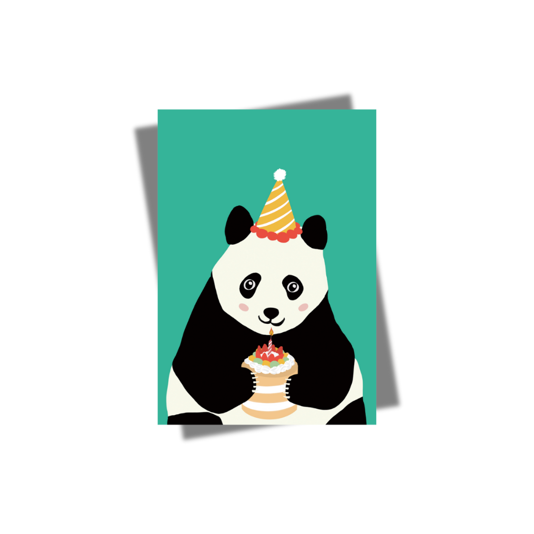 GREETING CARD: Birthday Panda (2 sizes/ 3 colours)