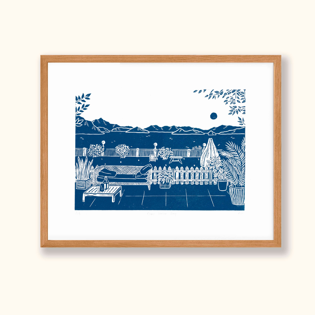 COULEUR AUBE PRINT: Clear Water Bay Linoprint