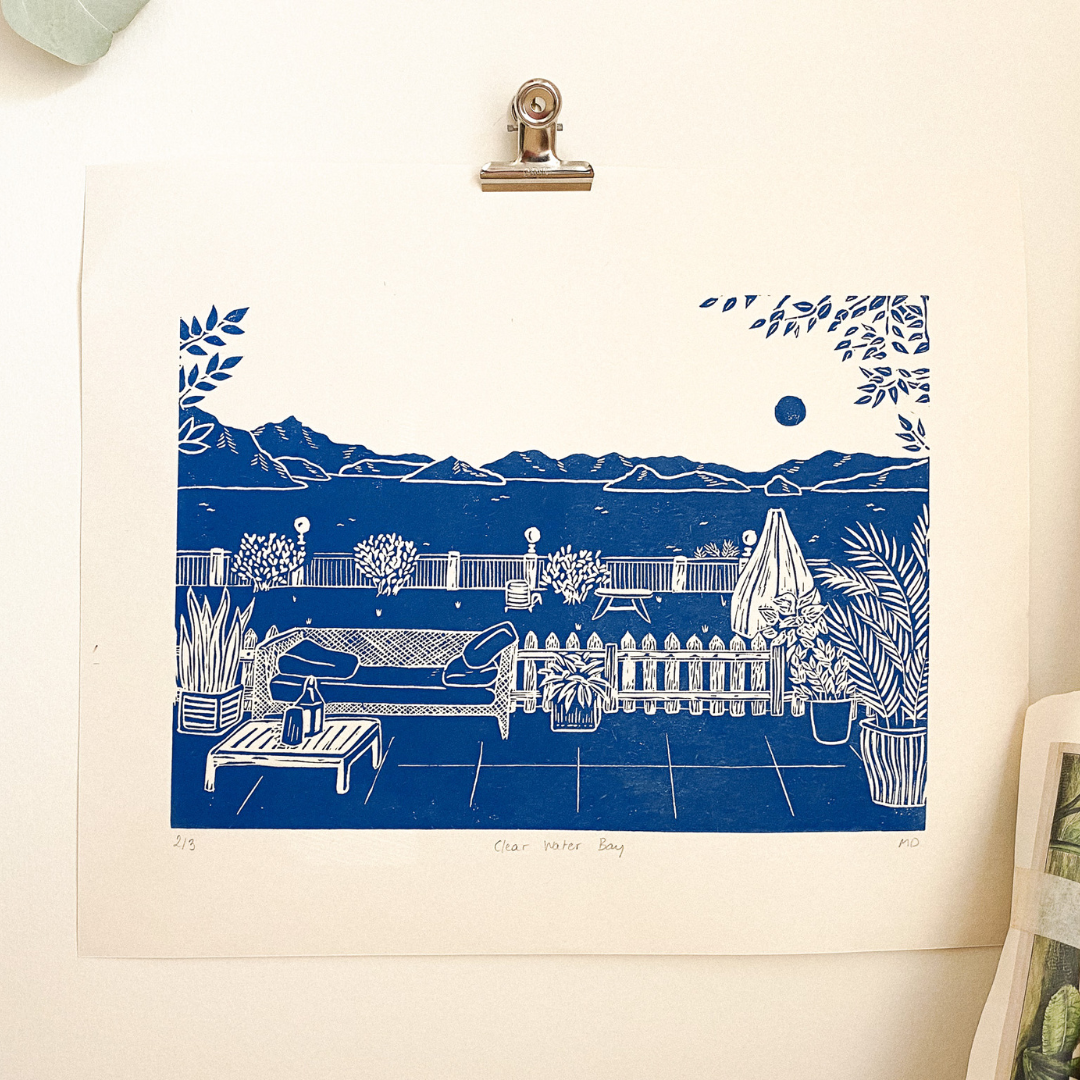 COULEUR AUBE PRINT: Clear Water Bay Linoprint