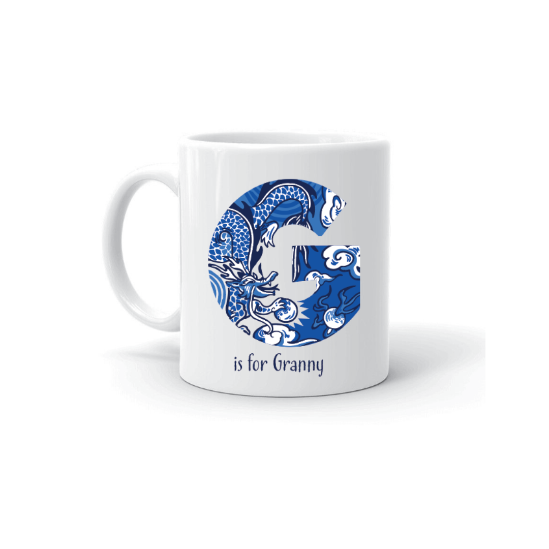 PERSONALISED MUG: Chinoiserie Alphabet /Numbers (A-Z)