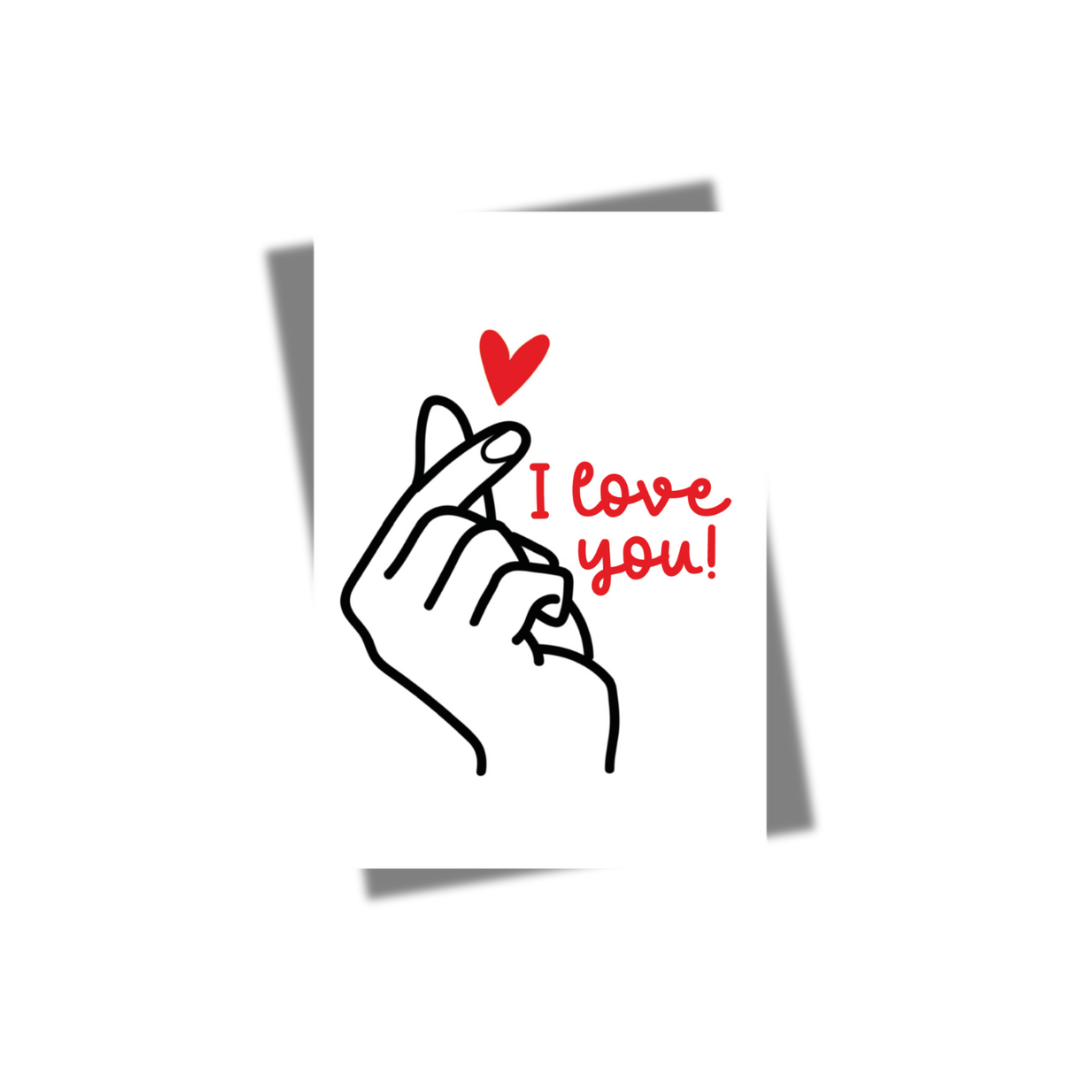 GREETING CARD: I Love You Fingerheart (White)