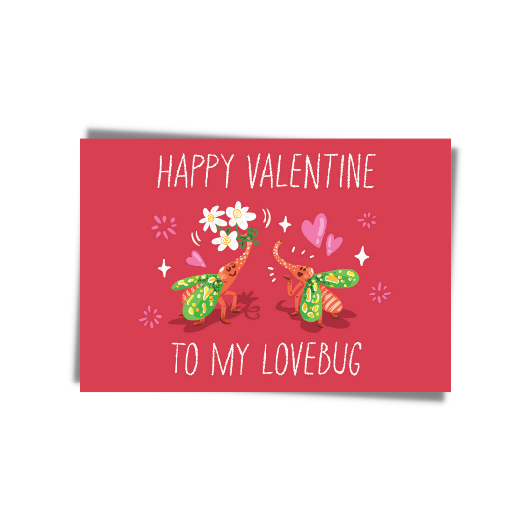 GREETING CARD: Happy Valentine- Love Bug