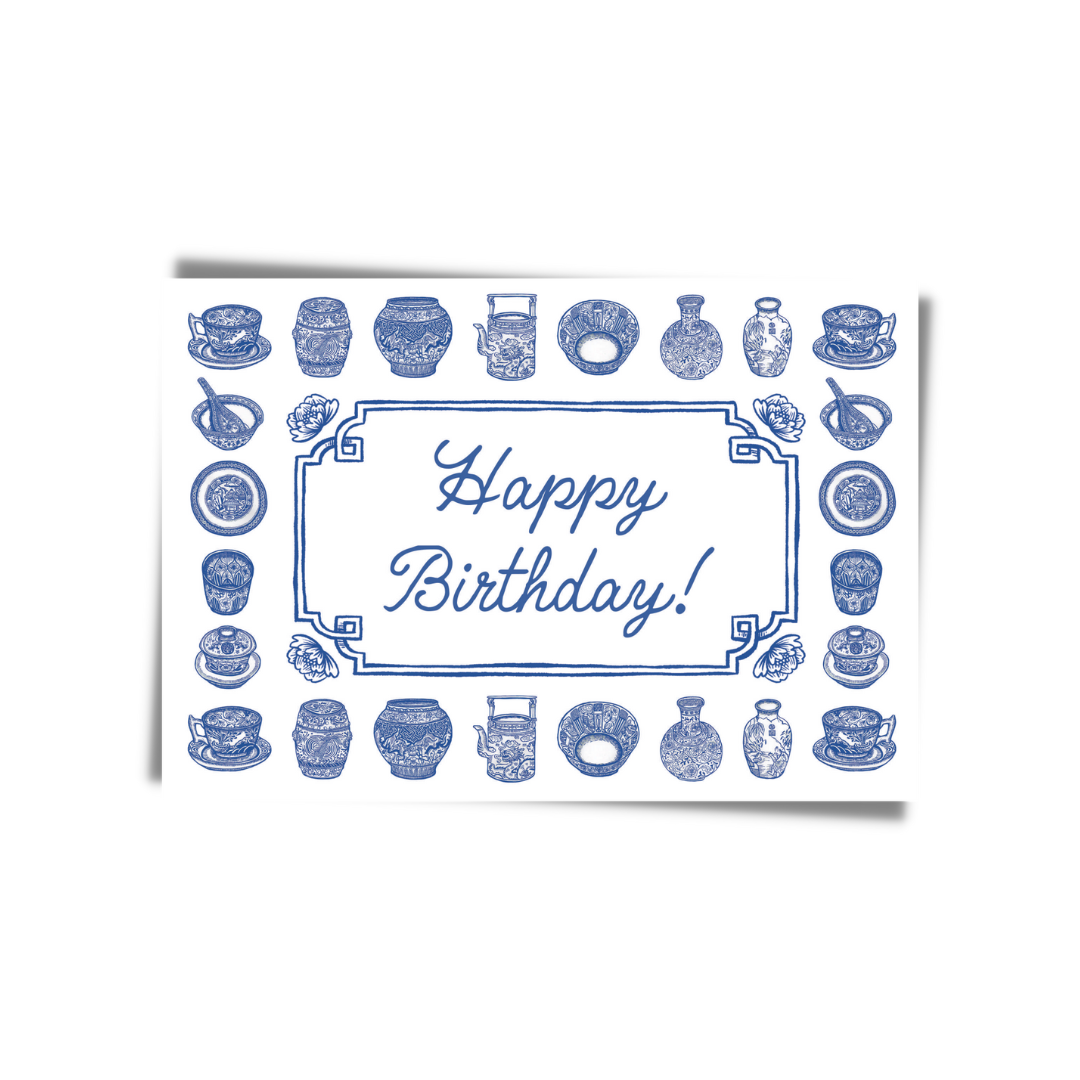 GREETING CARD: Happy Birthday Blue China