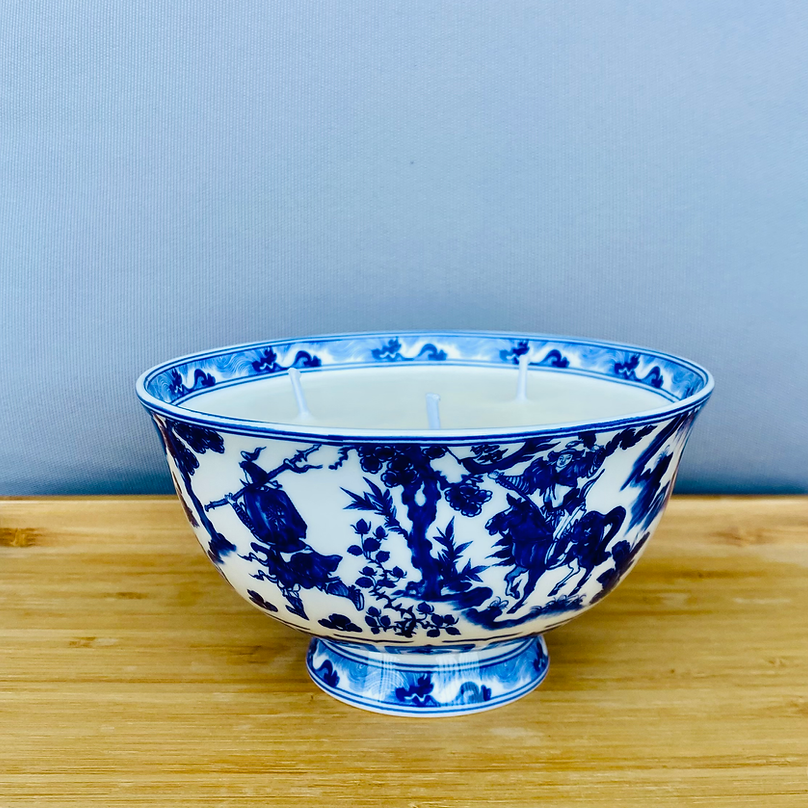 CANDLE: Blue and White Horses