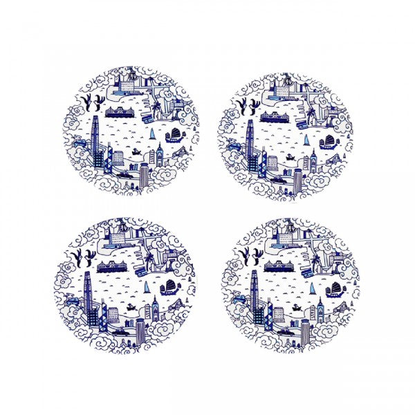COASTER SET: HK Willow Coasters- Set Of 4 (Blue)