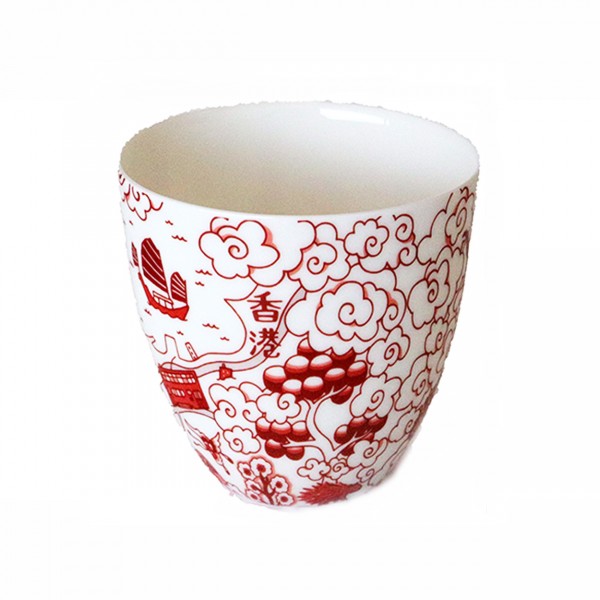 CUPS: HK Willow East-Meets-West Cups (Set Of 2) - Red