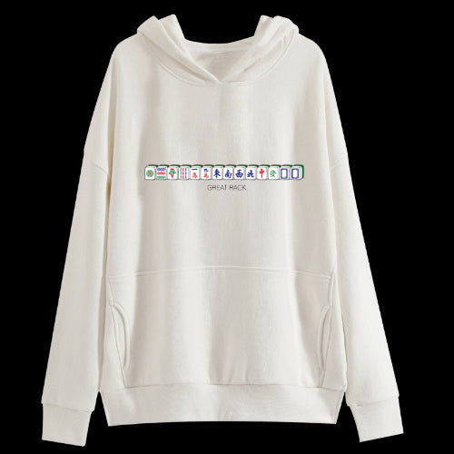 PERSONALISED HOODIE: Mahjong Design (WHITE)