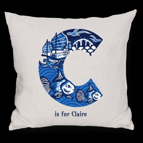 PERSONALISED CUSHION: Chinoiserie Alphabet / Numbers (A-Z / 0-9)