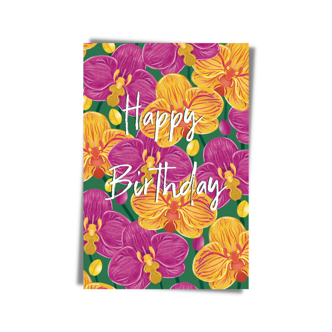 GREETING CARD: Happy Birthday Orchid