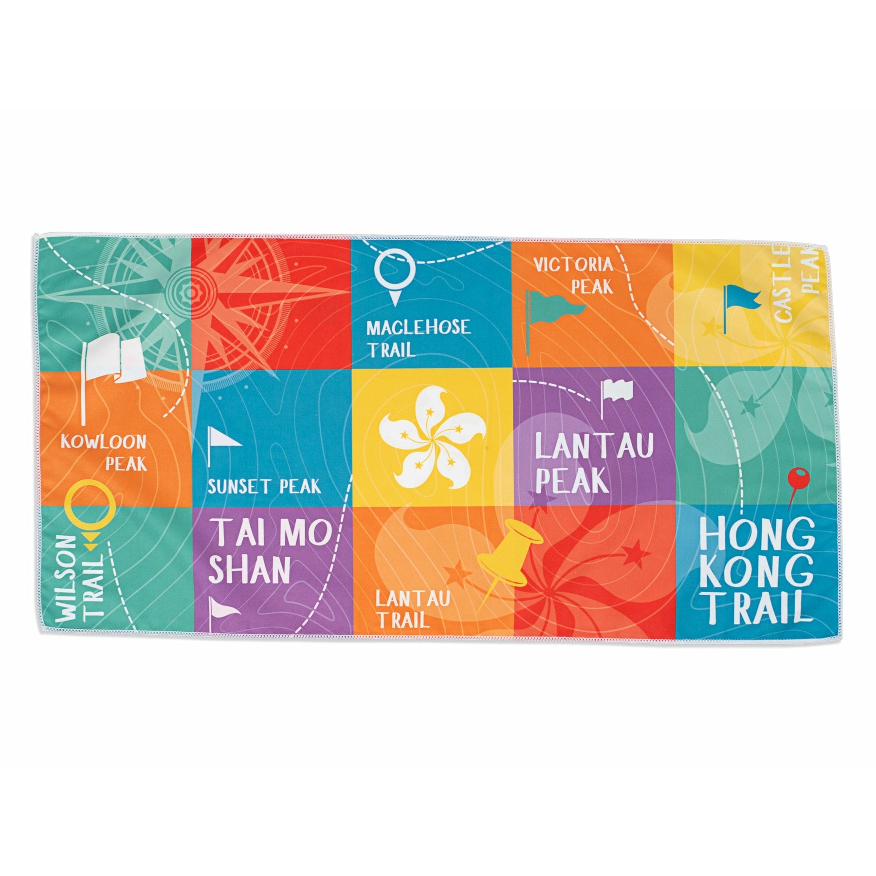 Light Sea Green HK TRAIL MAP Microfibre Towel (5 designs)