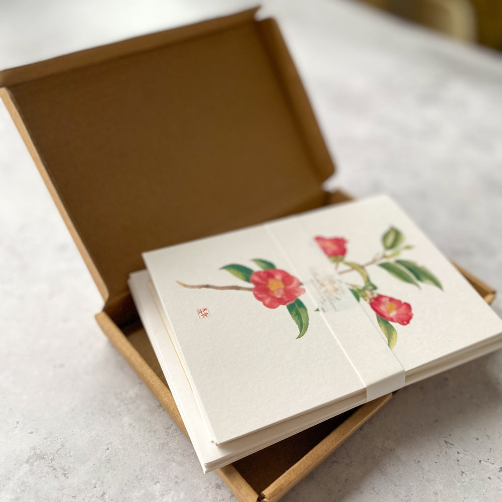 Light Gray BOXED NOTECARDS: Mark Isaac-Williams Luxury Hong Kong Botanicals Illustrations (set of 8)