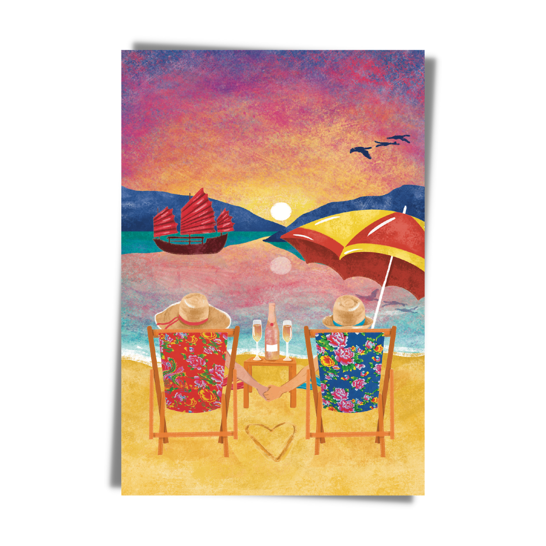 GREETING CARD: Beach Couple