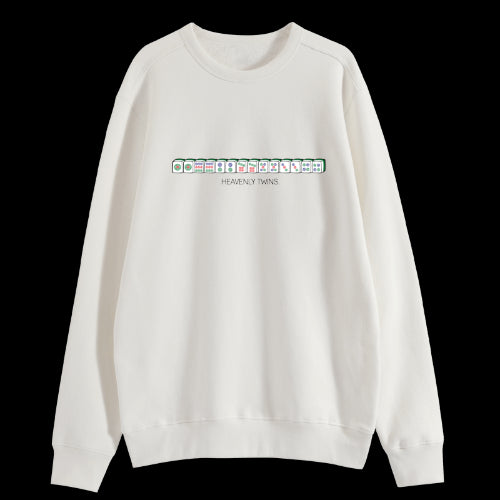 SWEATSHIRT: Mahjong HEAVENLY TWINS Design (WHITE)