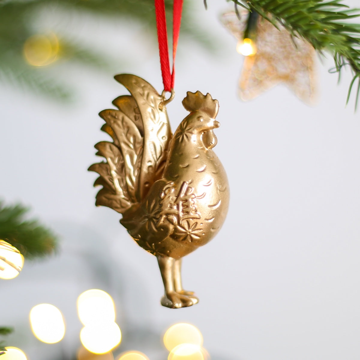 ZODIAC HANGING DECORATION: Gold Rooster