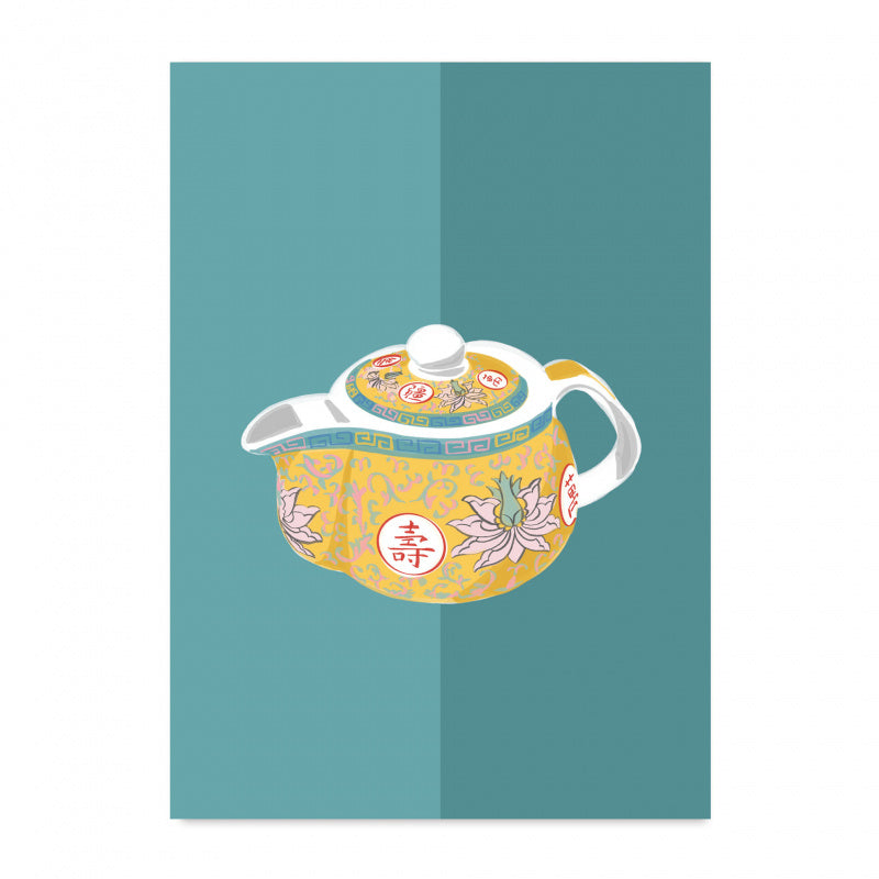 Cadet Blue GREETING CARD: Teapot
