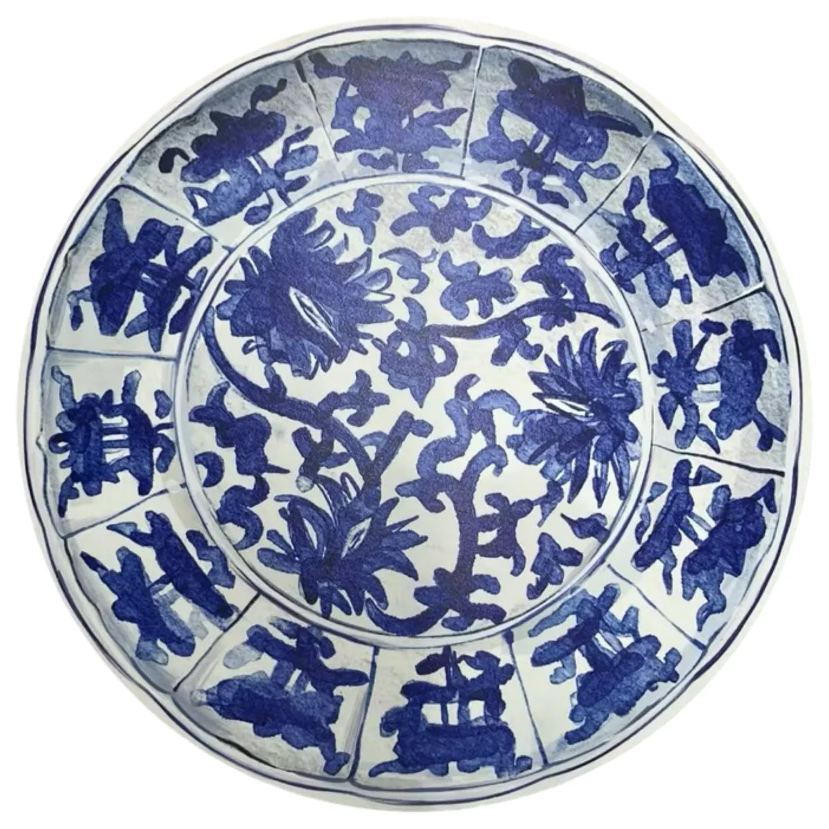 6 PC PLACEMAT SET: Antique Chinese Plates- Blue & White