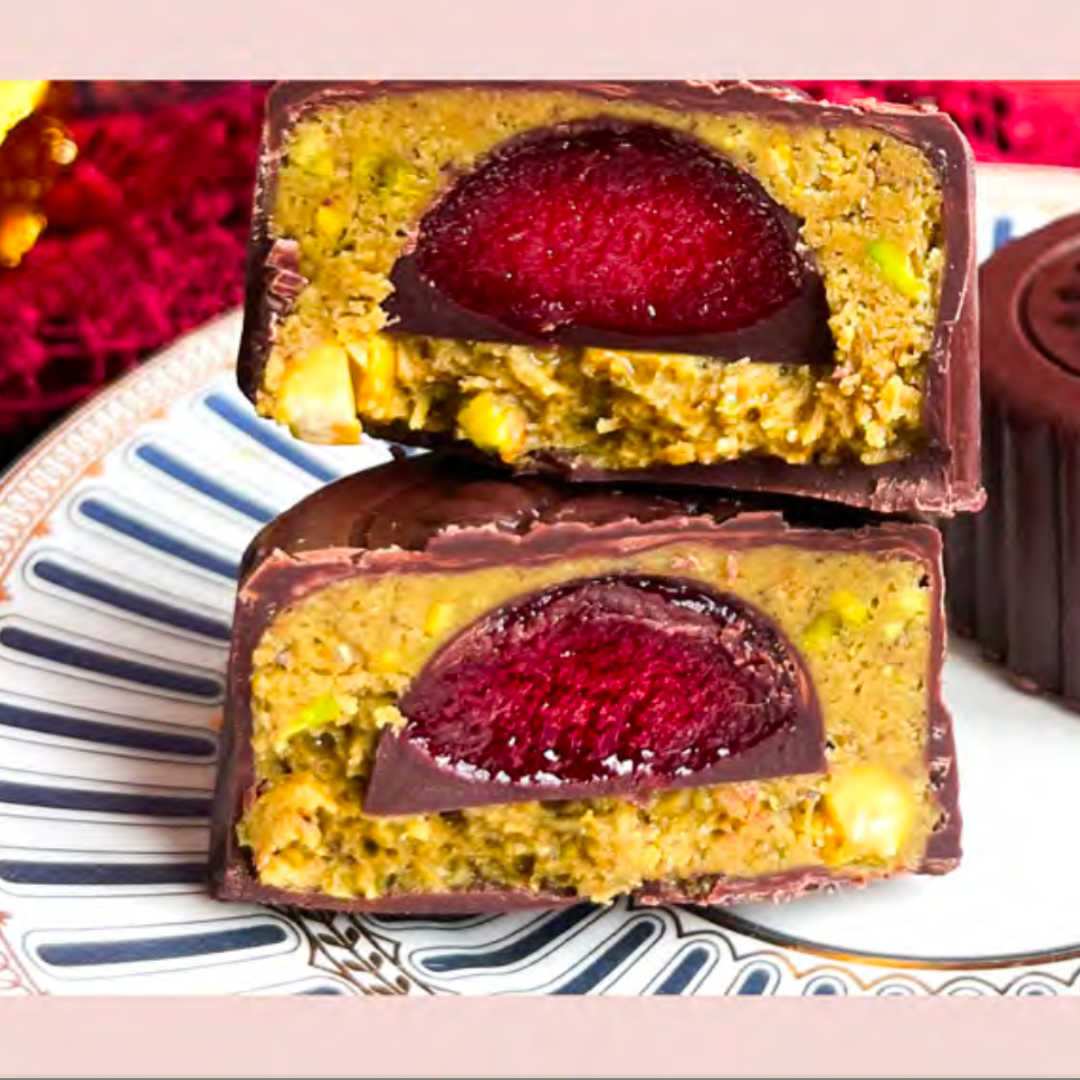 PRE-ORDER MID-AUTUMN MOONCAKES: Chocolate Pistachio & Raspberry