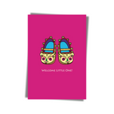 GREETING CARD: WELCOME LITTLE ONE - Tiger Slippers (2 colours)