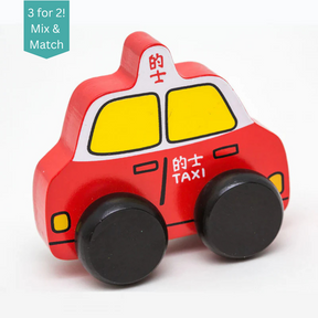 WOODEN PUSH-ALONG TOY: Taxi