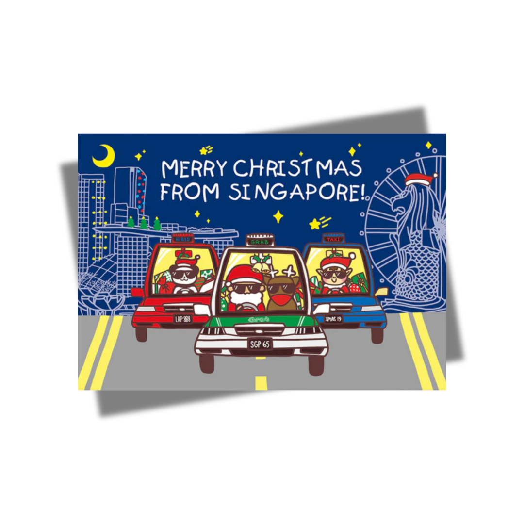 🇸🇬 SINGAPORE CHARITY CHRISTMAS CARD - Taxi Trio
