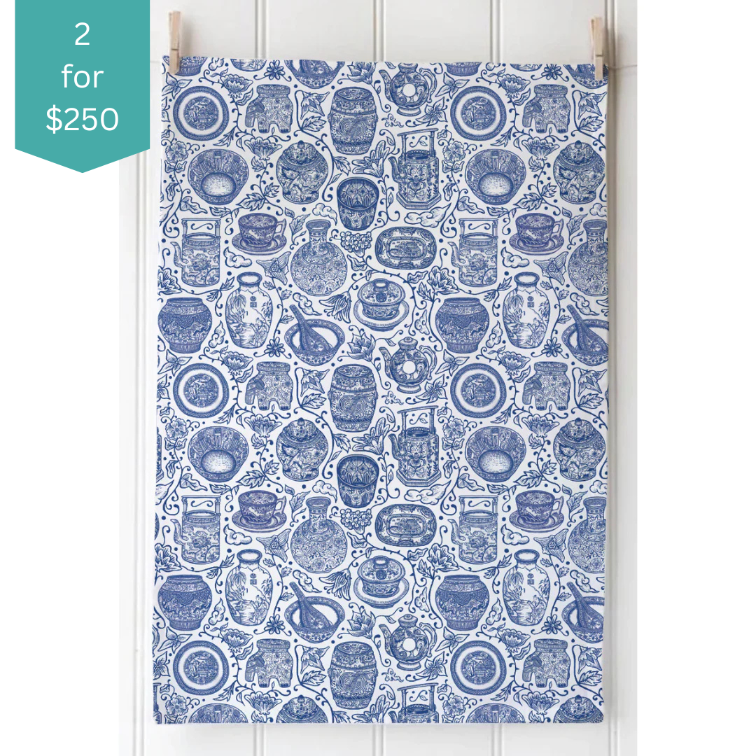 TEA TOWEL - Blue & White