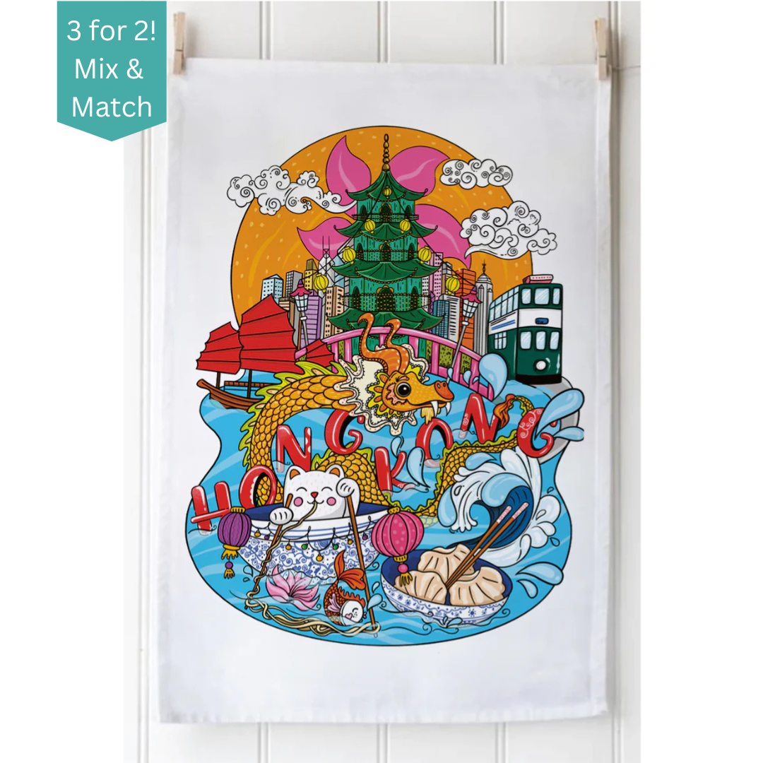 TEA TOWEL - Hong Kong Dragon