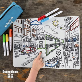 REUSABLE COLOURING MAT: Hong Kong Street Scene