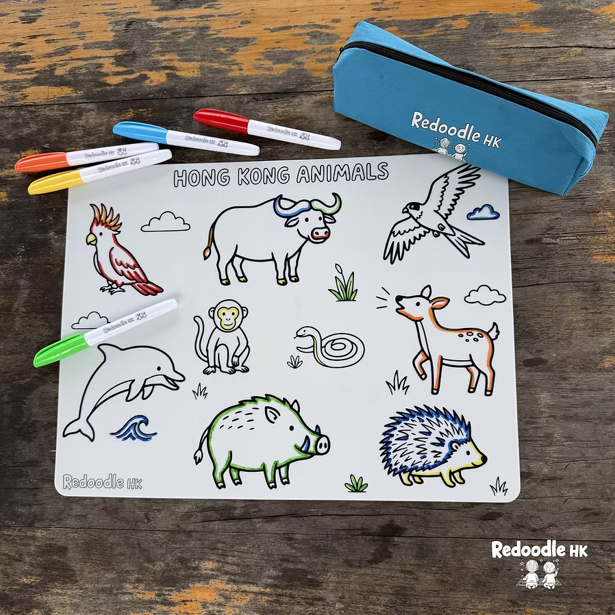 REUSABLE COLOURING MAT: Hong Kong Animals