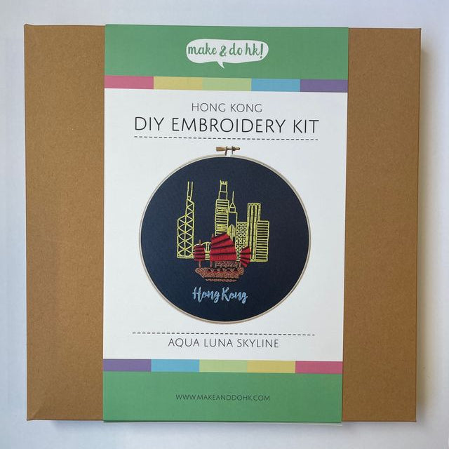 EMBROIDERY KIT: Aqua Luna Skyline