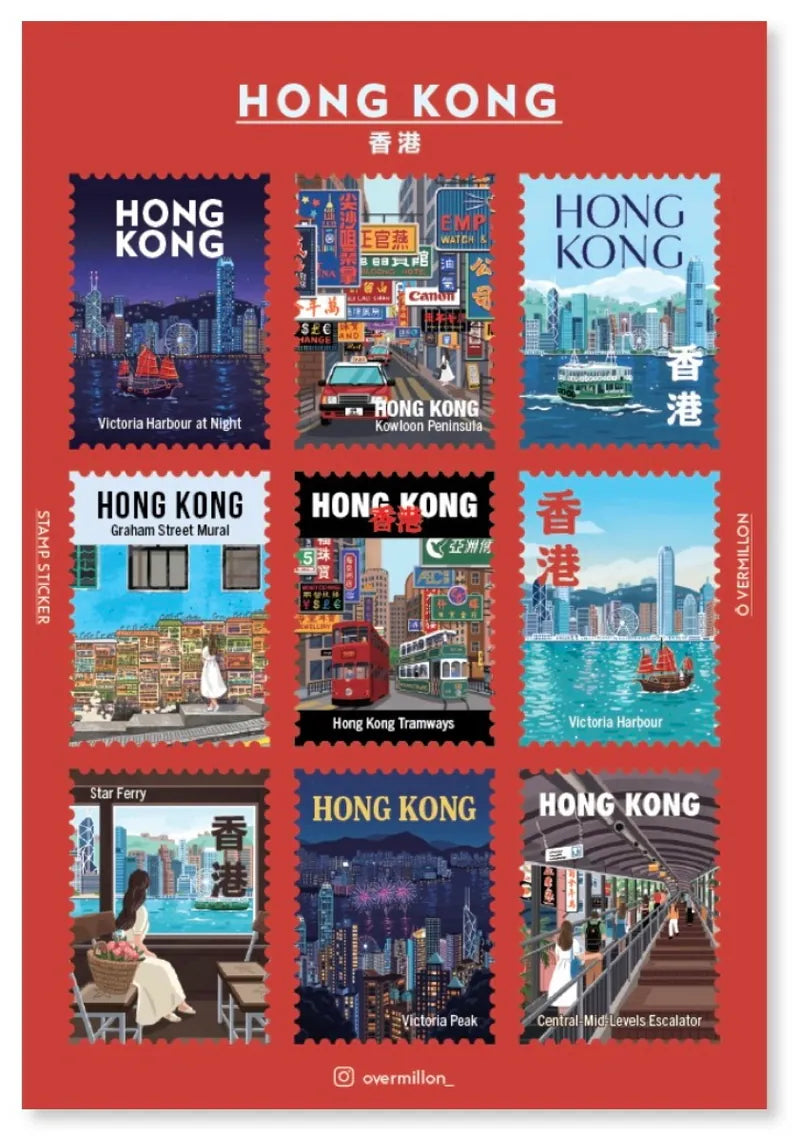O'VERMILLION STICKER: Postage Stamp Sticker - Hong Kong