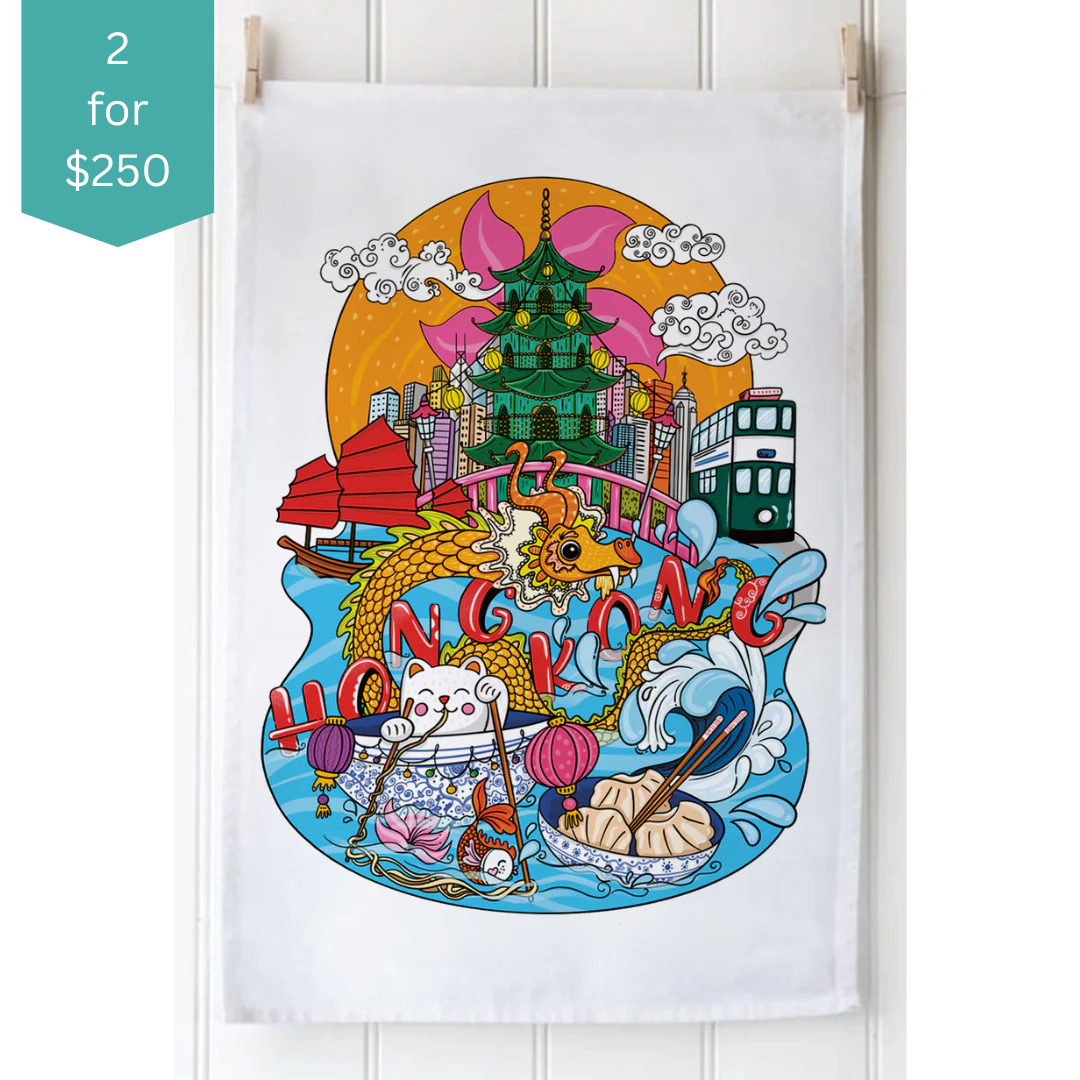 TEA TOWEL - Hong Kong Dragon
