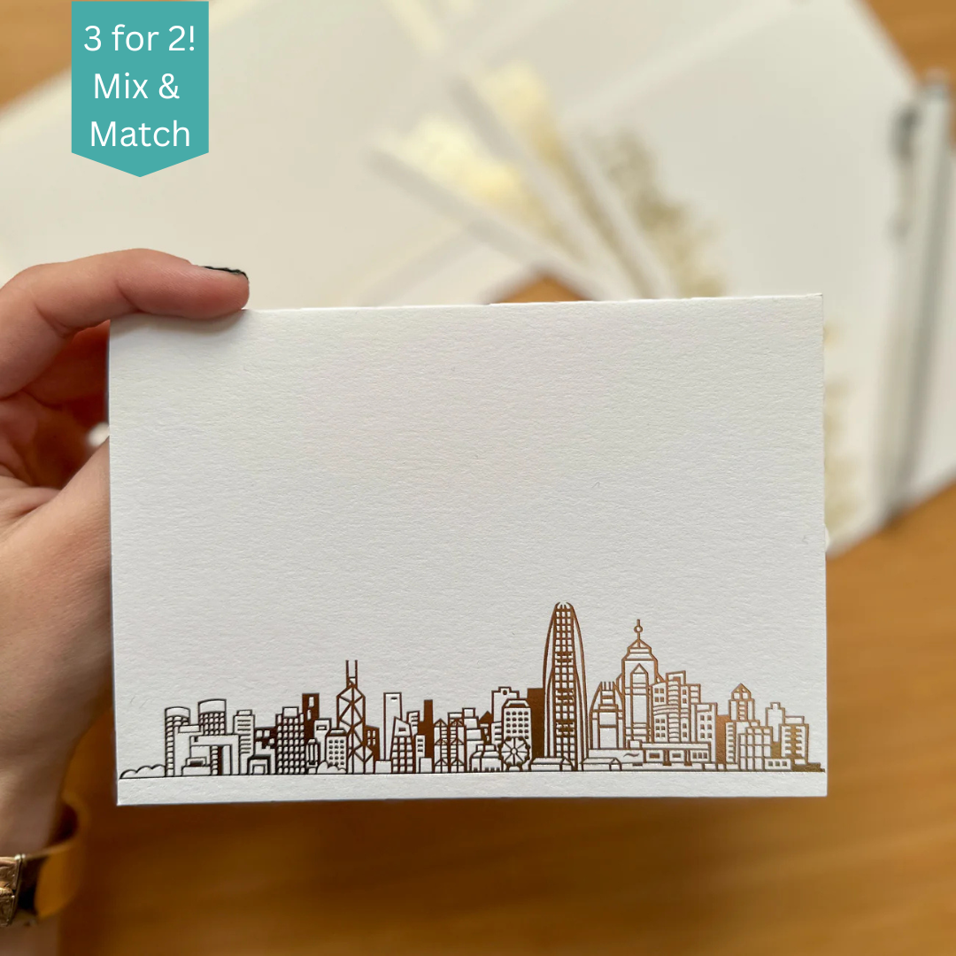 LUXE BOXED NOTECARDS - Hong Kong Skyline (set of 8)
