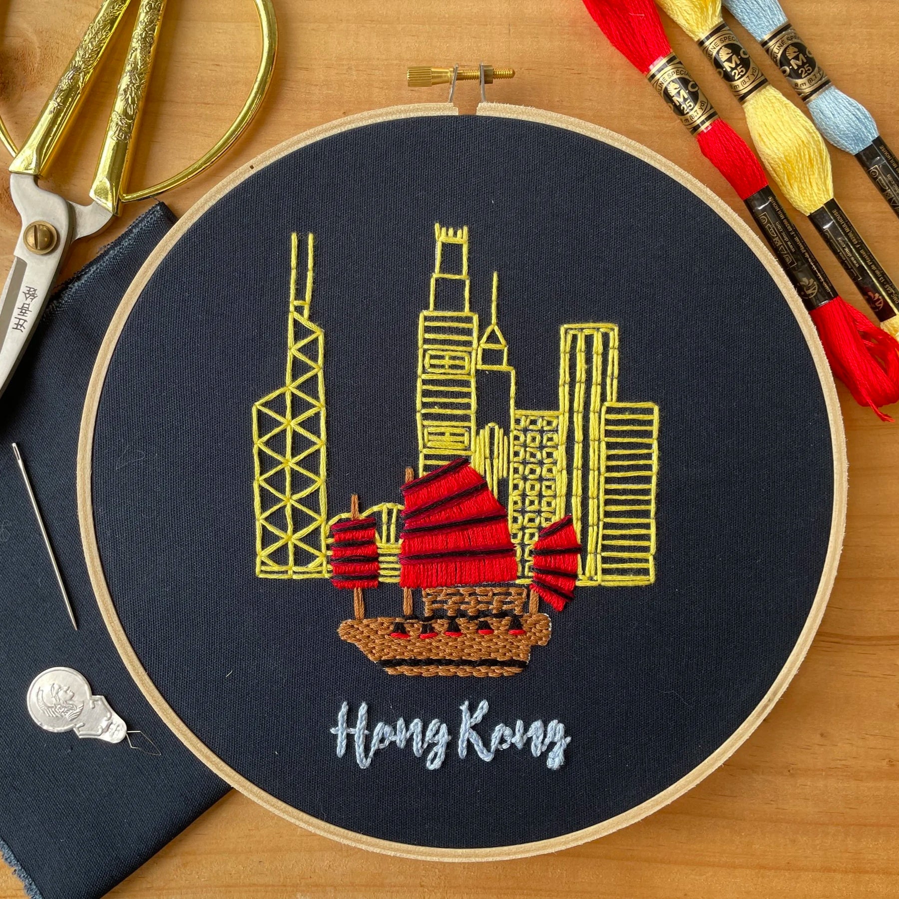 EMBROIDERY KIT: Aqua Luna Skyline