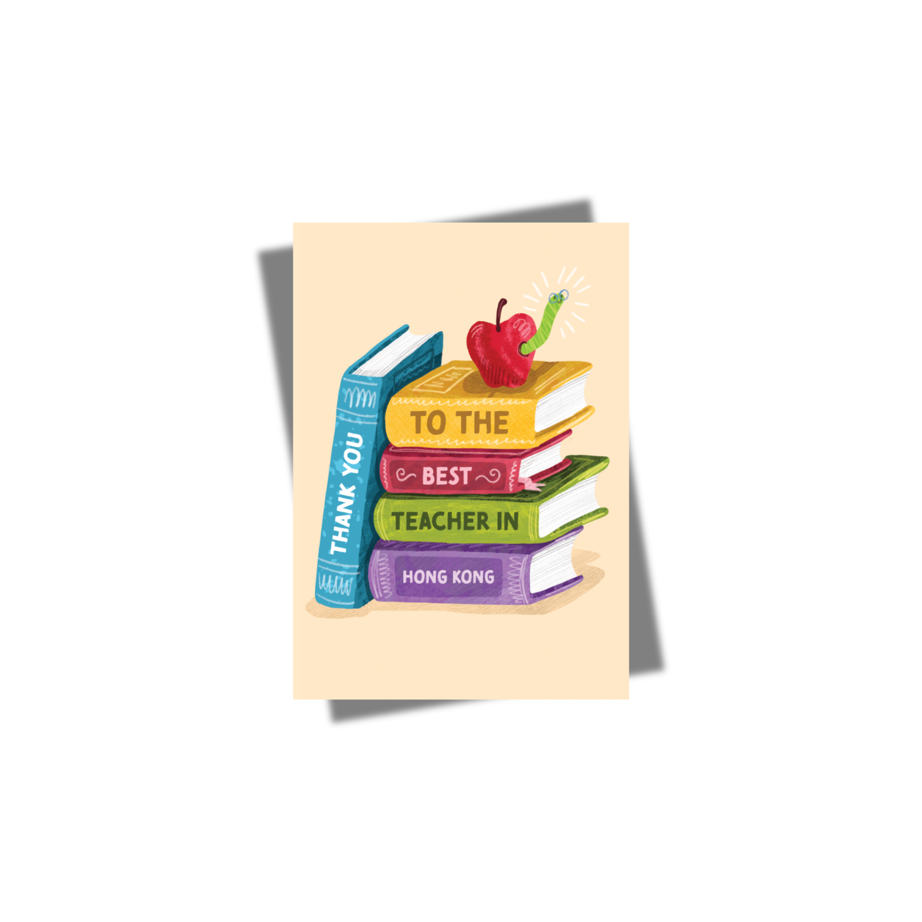 GREETING CARD: Teacher- Books & Apple