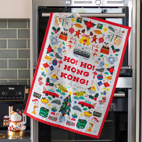 CHRISTMAS TEA TOWEL: Ho Ho Hong Kong