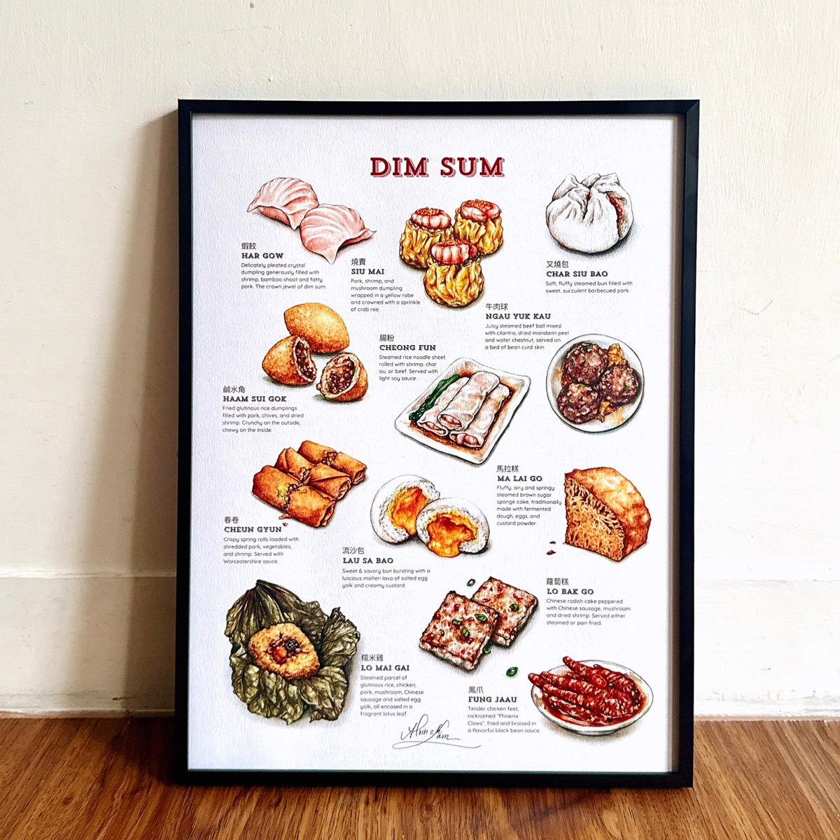 Alvin c.k. Lam Print: Dim Sum Illustrated Guide